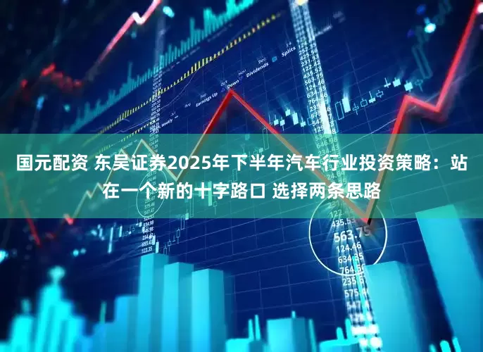 国元配资 东吴证券2025年下半年汽车行业投资策略：站在一个新的十字路口 选择两条思路